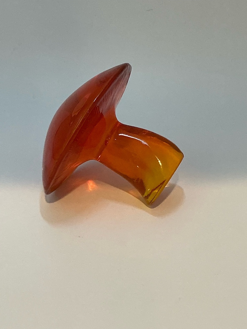 Mushroom Hand Blown Amber Art Glass Paperweight Vintage Mid-Century Style Decor - Picture 7 of 8